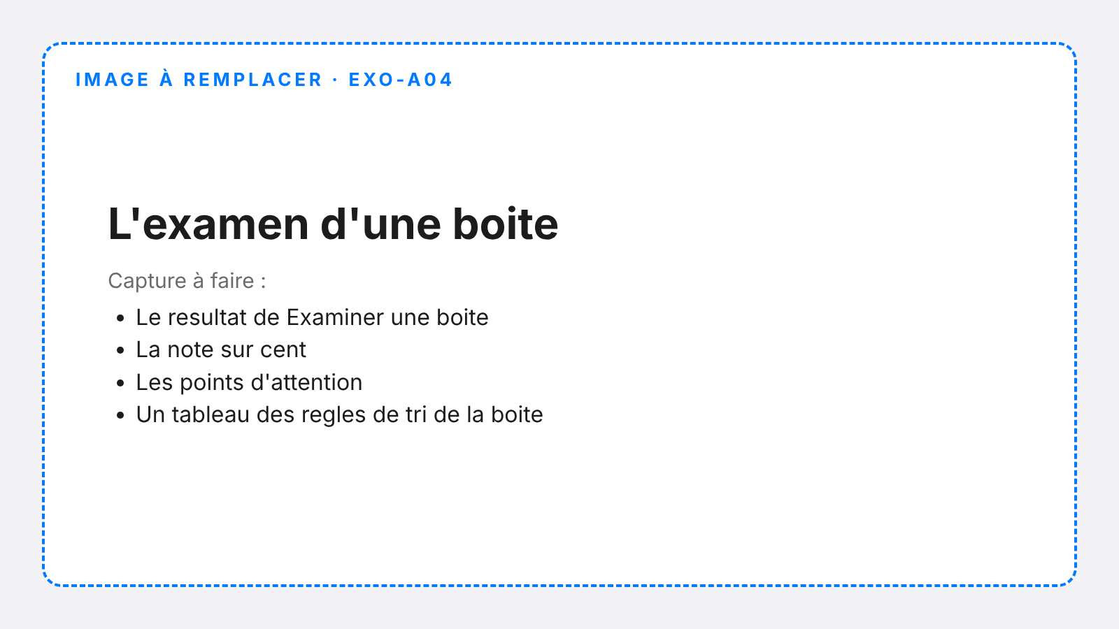 L'examen d'une boîte