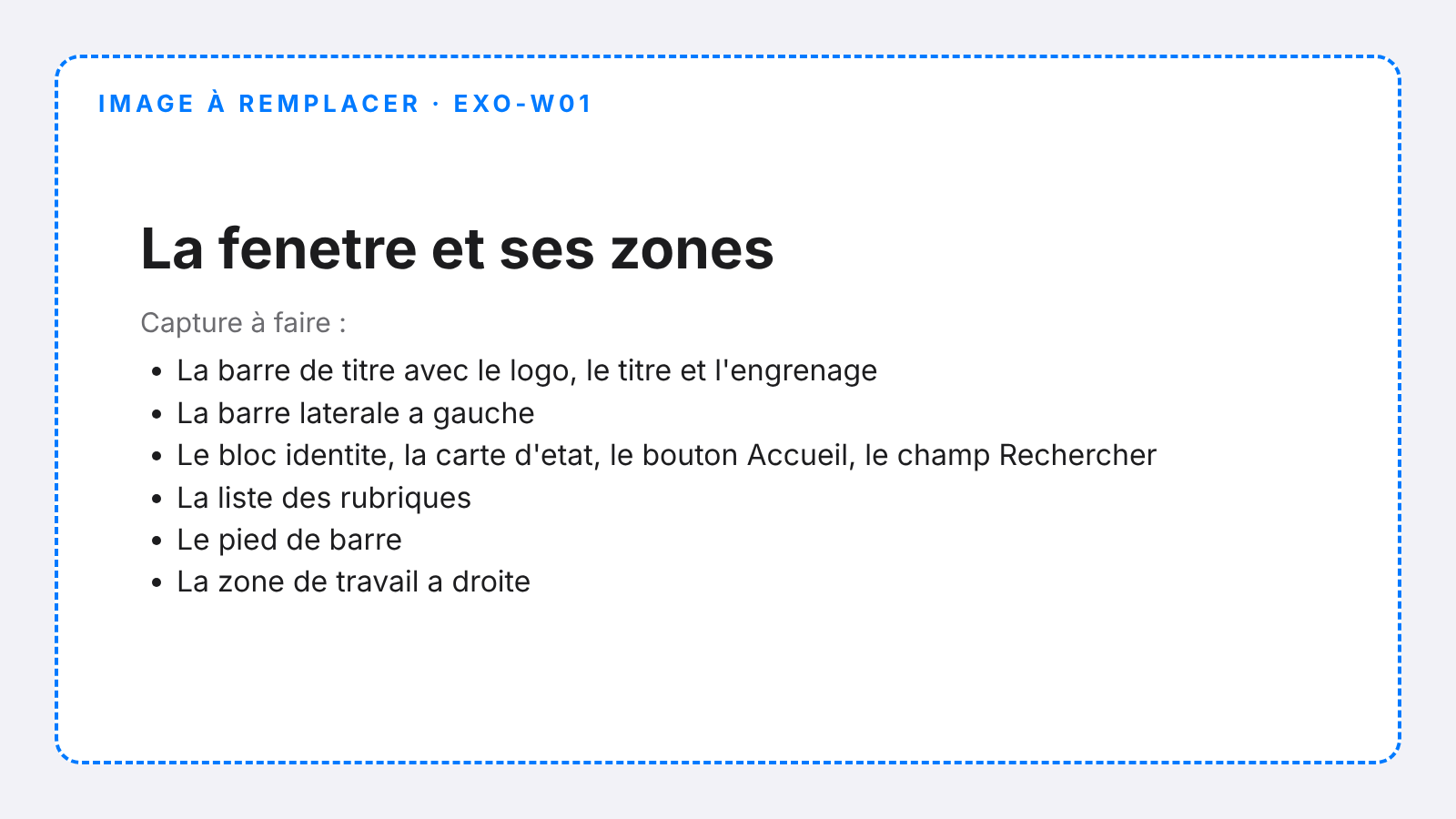 Les grandes zones de la fenêtre