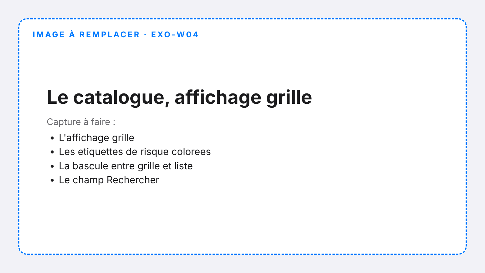 Le catalogue des opérations
