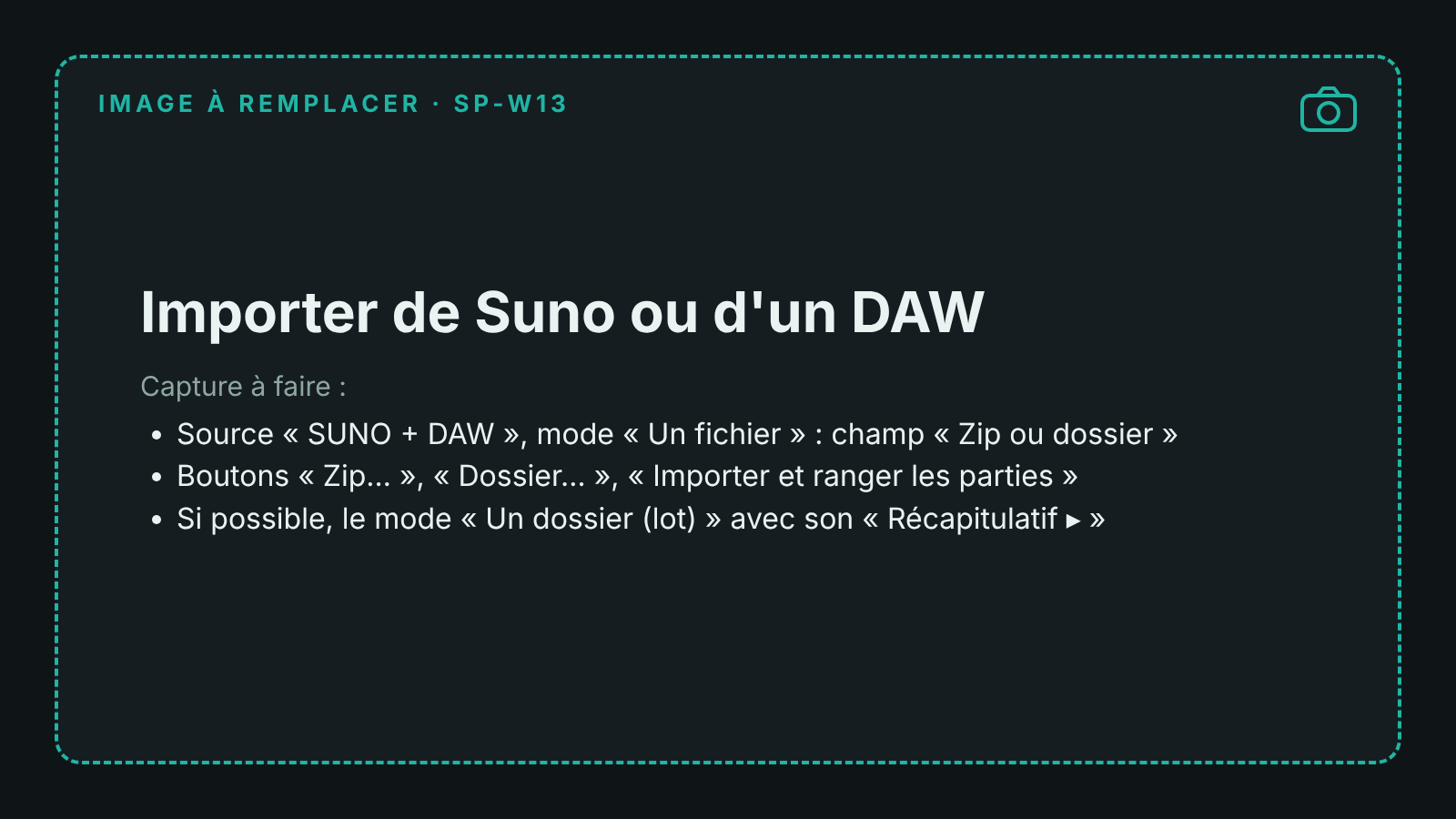 Capture de l'import Suno ou DAW