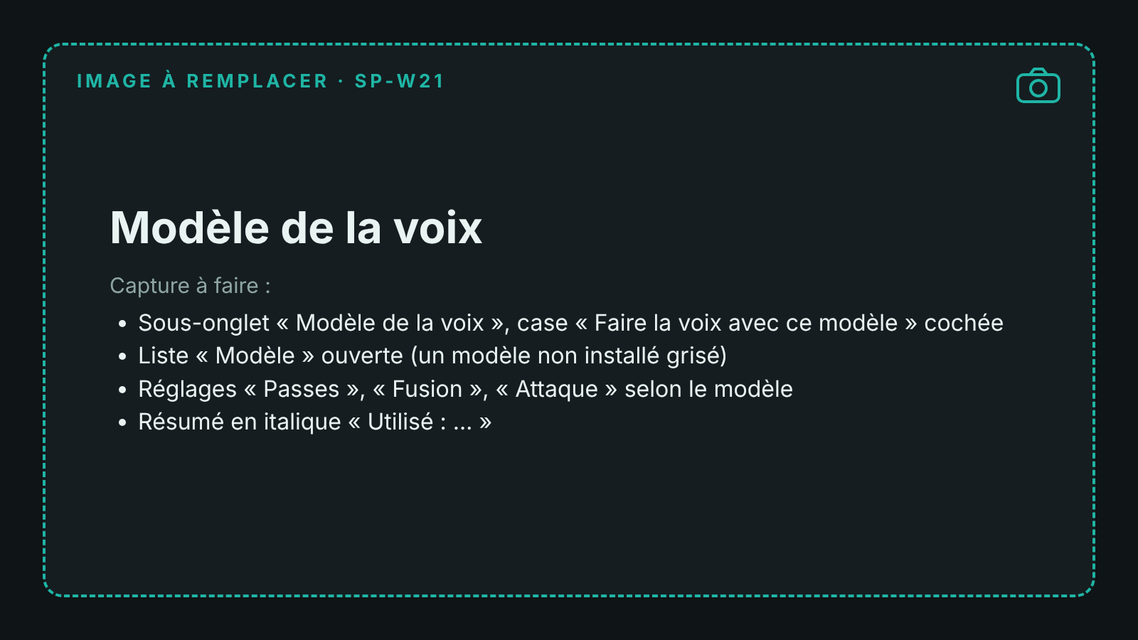 Capture du sous-onglet Modèle de la voix
