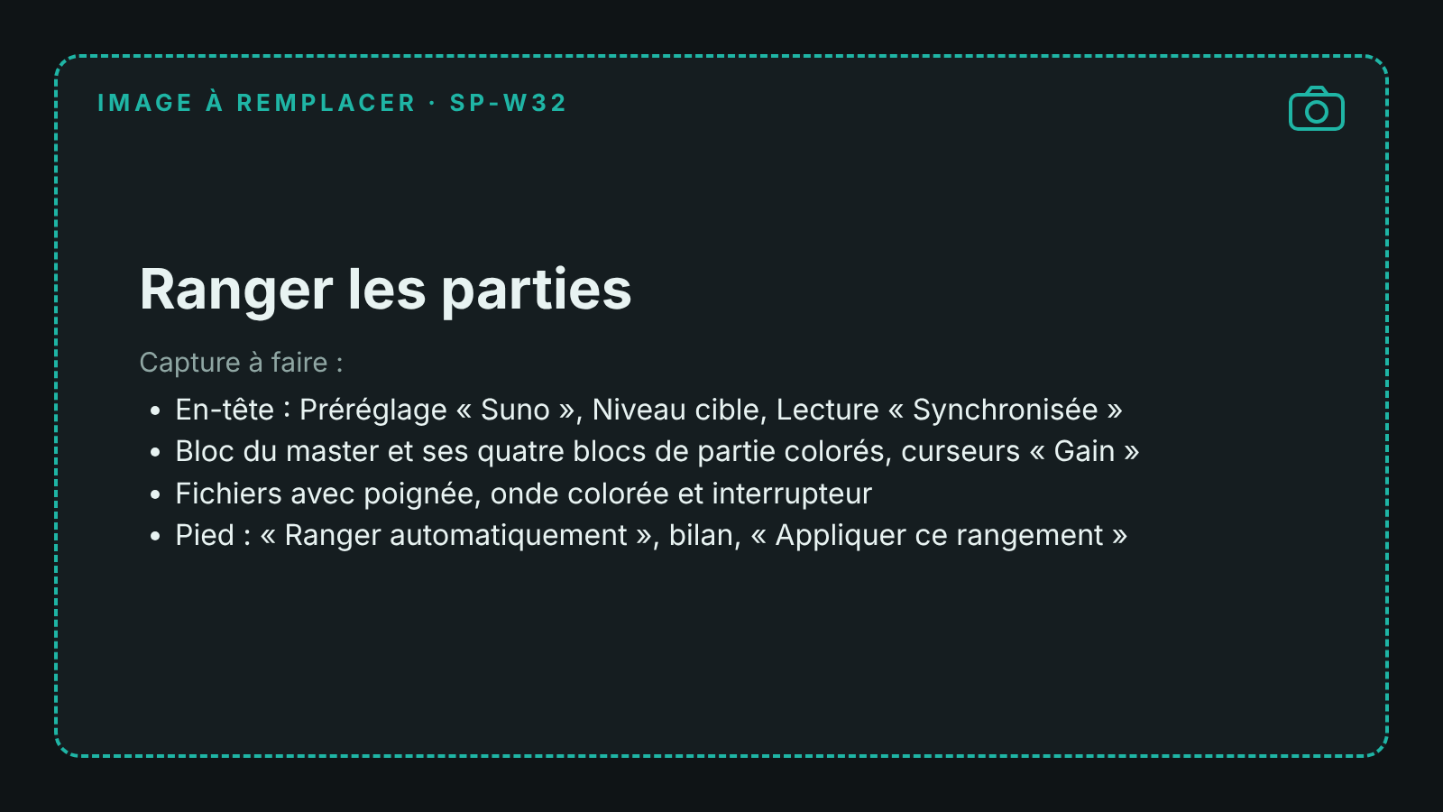 Capture de la fenêtre Ranger les parties
