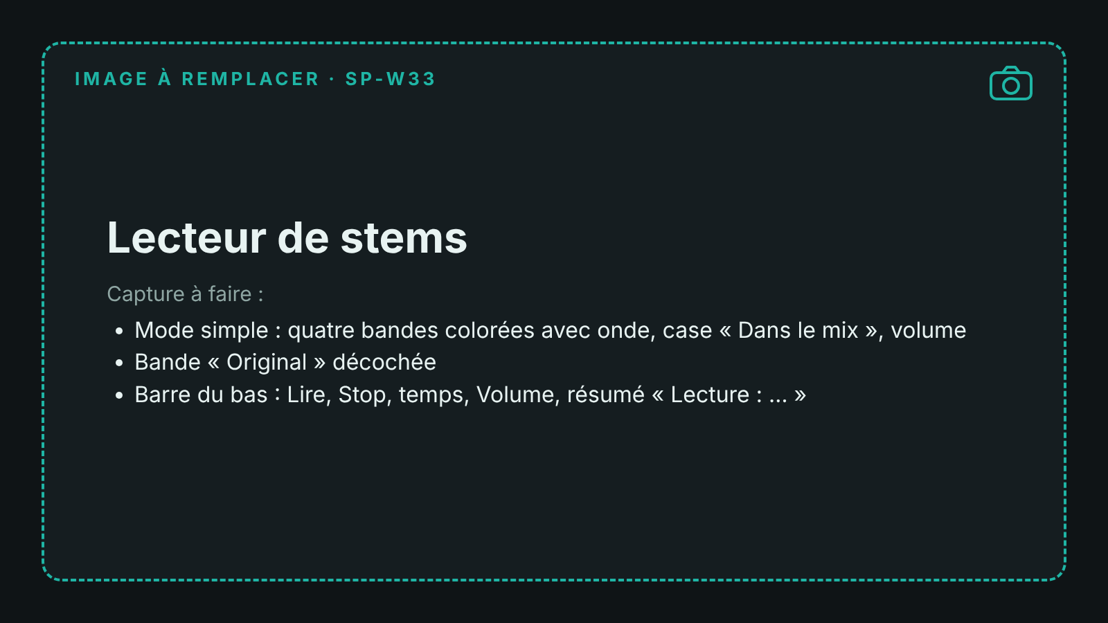 Capture du lecteur de stems en mode simple