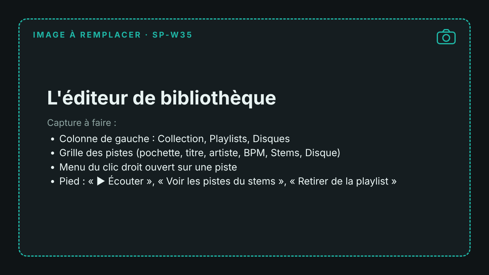 Capture de l'éditeur de bibliothèque