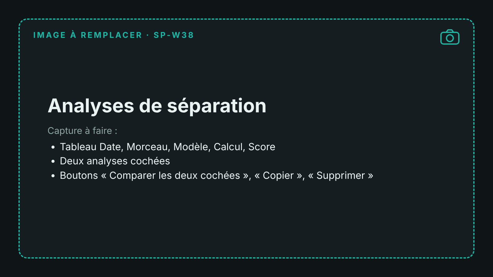 Capture de la fenêtre Analyses de séparation