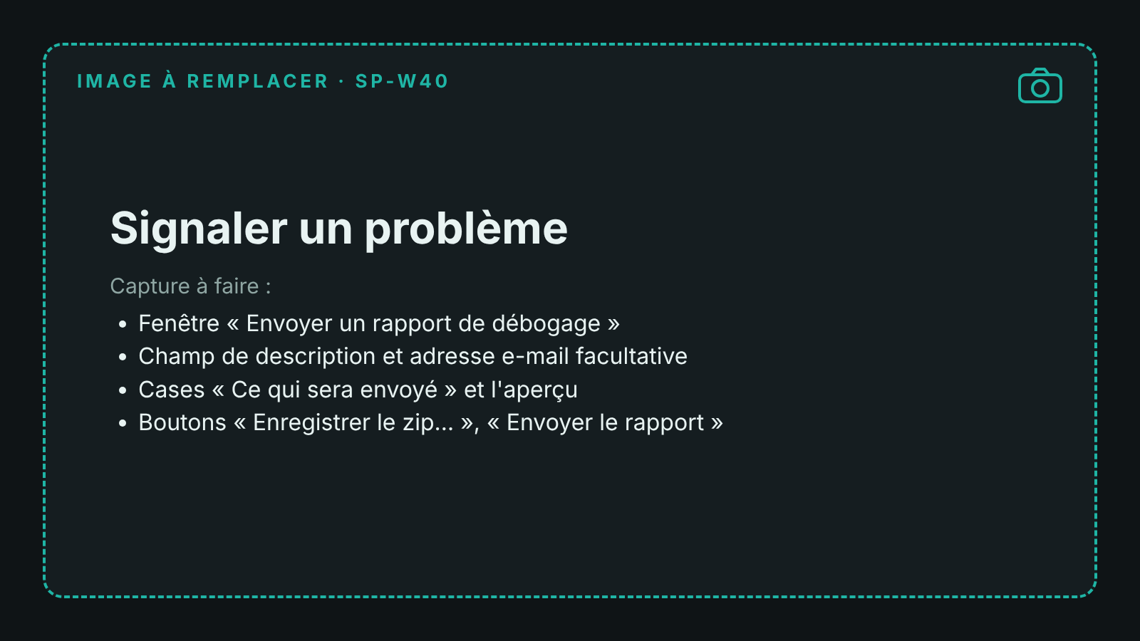 Capture de la fenêtre d'envoi d'un rapport